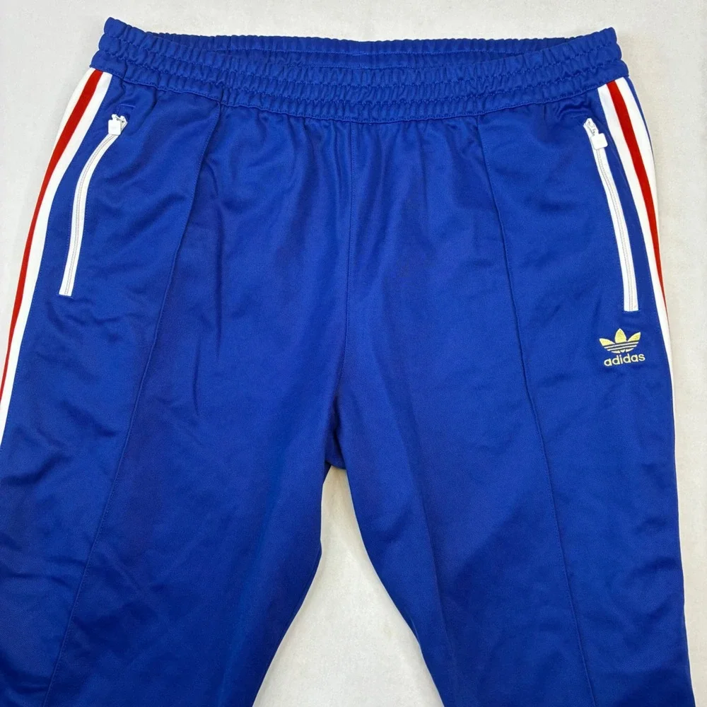 Adidas Track Pants Mens 2XL Blue Red White Stripes Trefoil Logo Athletic Joggers